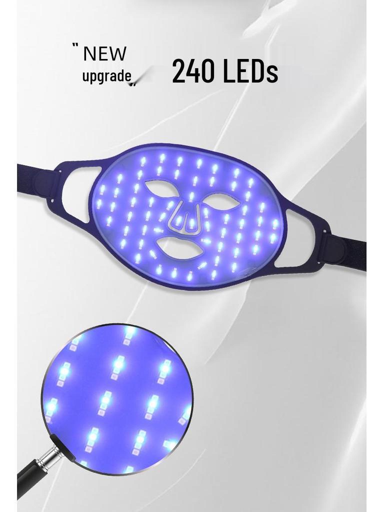 LED Silicone Facial Photorejuvenation Mask with Red and Blue Light Therapy