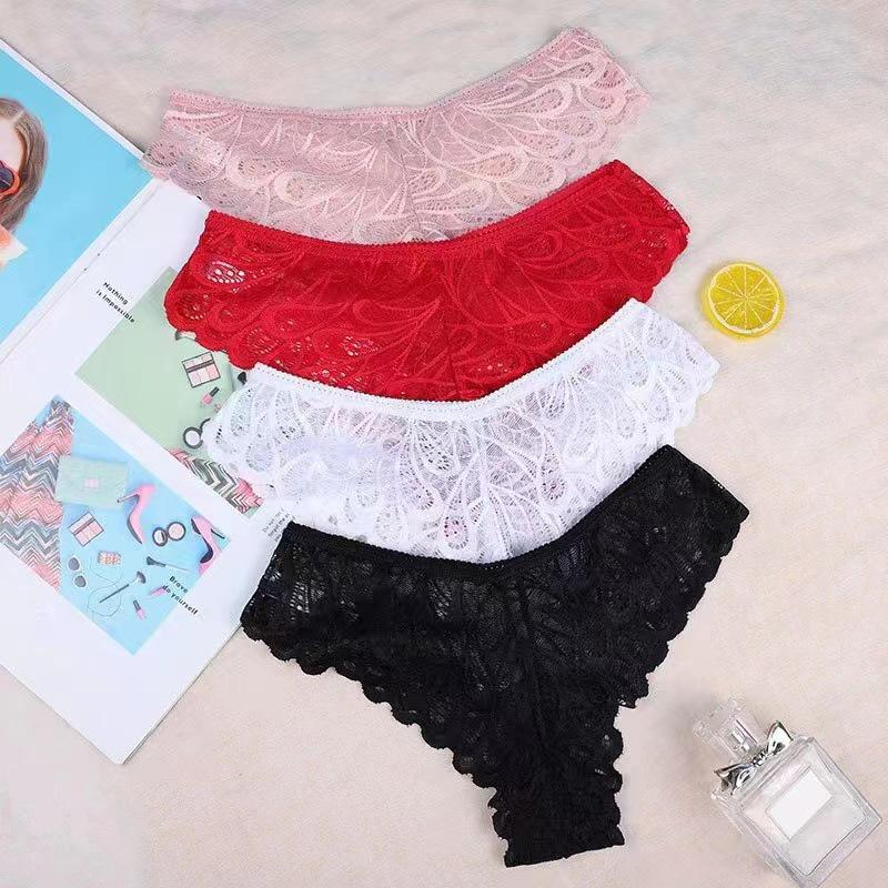 5-Pack Transparent Plus Size Women s Lace Thongs - Pure Cotton Crotch, Soft, Breathable, Sexy, Fashionable G-strings S