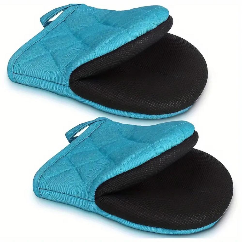 Short Oven Mitts Silicone Kitchen Oven Gloves High Heat Resistant 500℉ with Non Slip Grip Surfaces and Hanging Loop