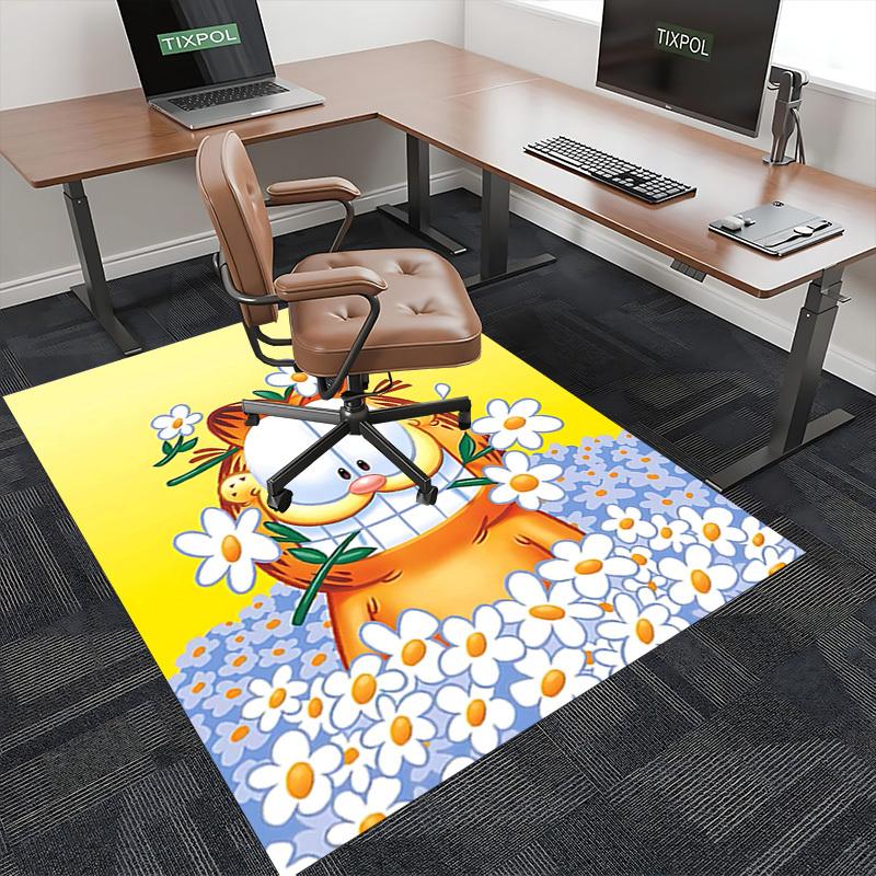 1pc Garfield Flower Office Chair Mat - Anime Cartoon Design, Non-Slip Carpet for Home Decor, Suitable for All Seasons, Ideal Gift for Holidays.Q075