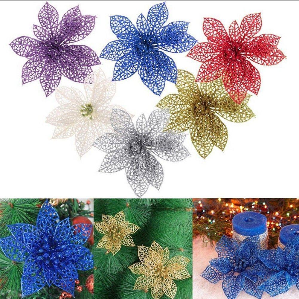 Dekor Bröllop 6" Julgransdekorationer Blommor Glitter Ihålig Jul