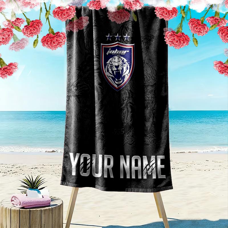 Name Custom Johor Print Beach Towel, Large Soft Quick Dry Towel for Beach Camping Swimming