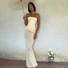 European and American Style Women's Clothing Autumn and Winter Fashion New Solid Color Tube Top Splicing Waist Dress