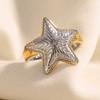 MamacitaSlay 316L Stainless Steel Two Color Starfish Open Ring Waterproof 18K Gold Plated Jewelry Women's Charm Ring Ornament