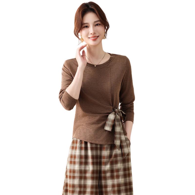 Elegant Spring Plaid Blouse & Trousers Set for Middle-Aged Women