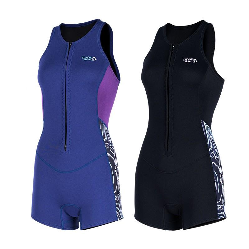 Womens 2mm Neoprene Wetsuit Vest Sleeveless Full Body Snorkeling Diving Swimsuit Cold Water Swimming Surfing