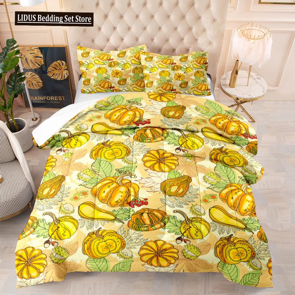 Halloween Duvet Cover Set Pumpkin Lantern Pattern Comforter Cover King Queen Size For Kids Boys Girls Gift Polyester Bedding Set