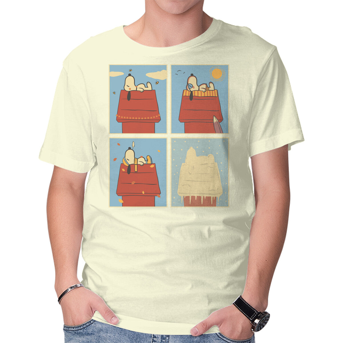 Unisex Crew Neck T-Shirt Season Flow Graphic Short Sleeve Casual Tee XL
