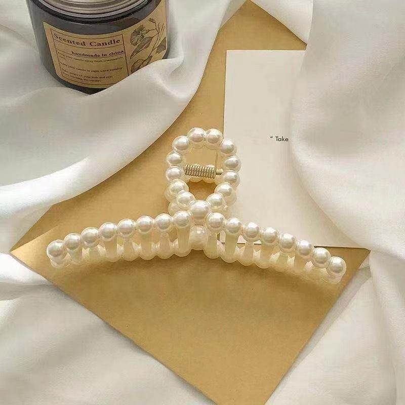 5pcs Faux Pearl Ornament Claw Clips, Elegant & Chic Large Size Hair Claw Hair Clips Accessories For Women