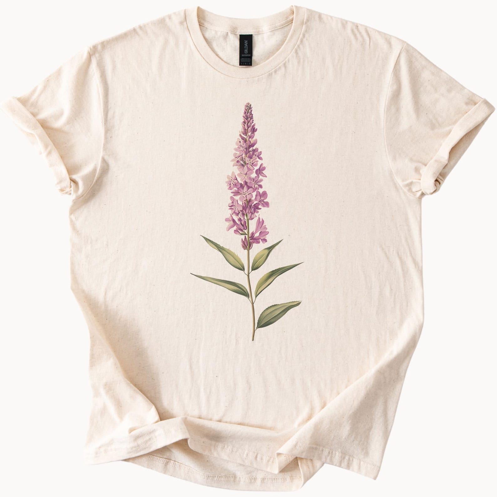 Wild Purple Flower Botanical Art Graphic T Shirt Nature Floral Tee 140
