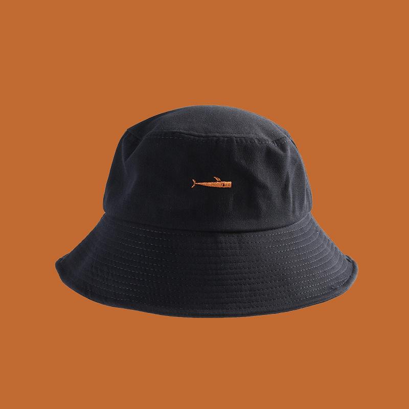 Women Bucket Hat Solid Cotton Whale Embroidery Summer Sun Hat Outdoor Men Beach Caps Unisex Fishermen Hat Hip Hop Female Cap