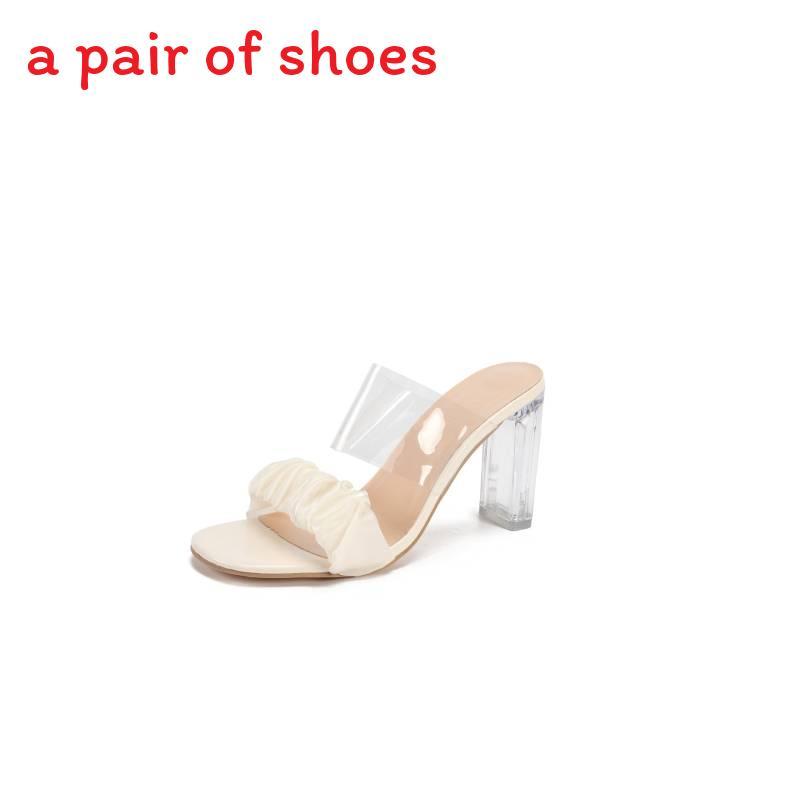 Summer Transparent Pvc Flat Sandals With Block Heels For Women