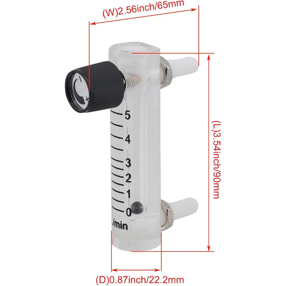 CNBTR Oxygen Flow Meter 0-5 LPM Acylic Flowmeter Gas Acrylic Metal Fitting for Oxygen Air Gas Conectrator