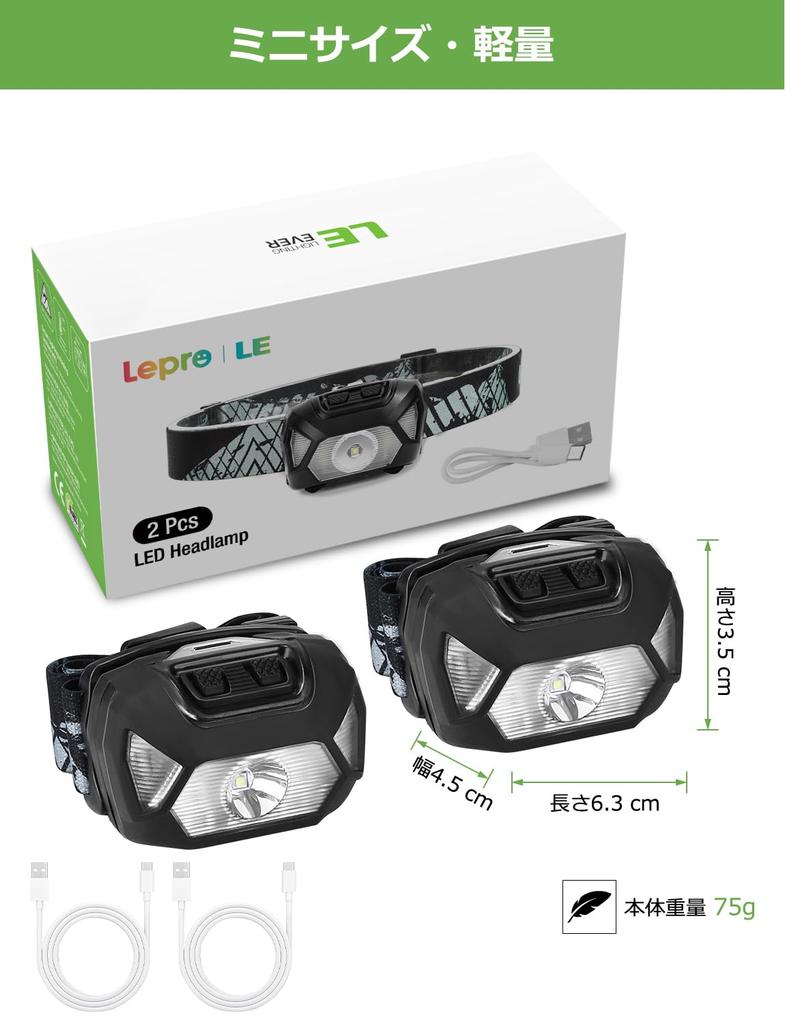 Headlight Rechargeable USB High Brightness LED Headlamp Set of 2 [ConcentratingDiffusing Light SwitchingBrightness 300 LumensPractical Lighting 4-30