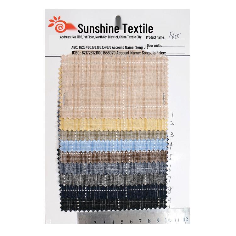 Plaid Yarn-Dyed Stretch Polyester Fabric for Women's Spring/Autumn Suits, Shirts, and Dresses.