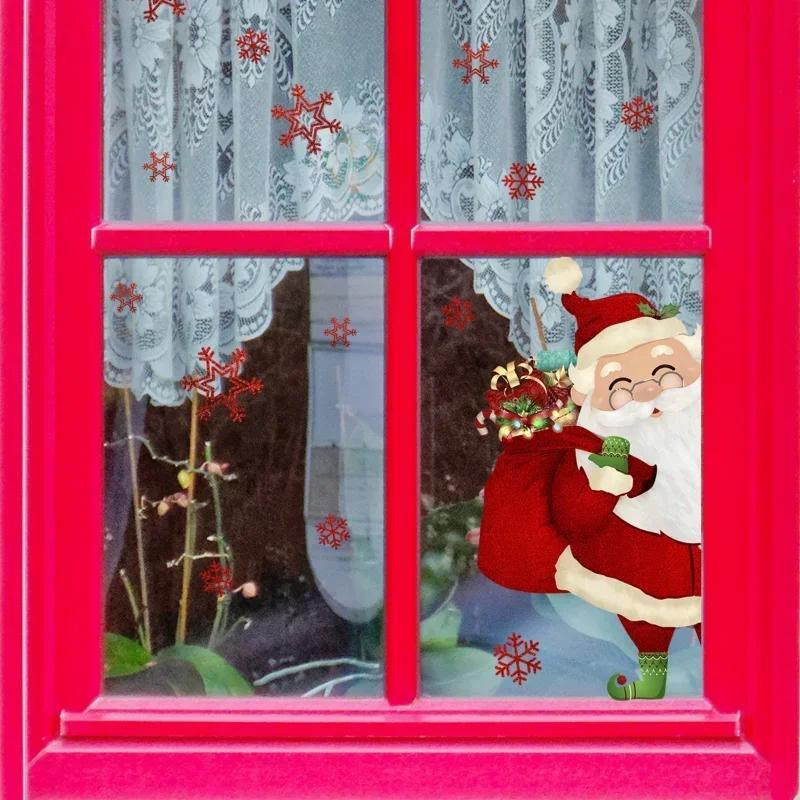 Christmas Style Snowflake Santa Claus Wall Stickers Electrostatic Window Window Double-sided Visual Home Party Decoration