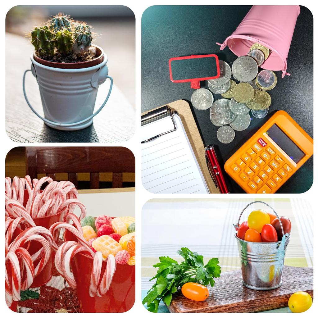 PATIKIL Small Handled Metal 8 Pieces Mini Galvanized Colorful Easter Buckets for Party Favors and Light Blue 3"x3" Buckets, Buckets, Crafts,