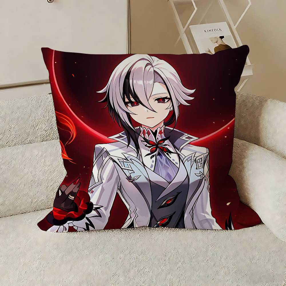Arlecchino Genshin Impact Pillow Case Throw Pillow Cover Nordic Vintage Style Cushion Covers Home Living Room Sofa Couch Seat