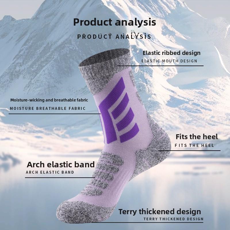 Winter/Spring Ski Socks - Women's Mid-Calf Thick Towel Bottom Anti-Slip Wear-resistant Cushioning Wool Socks for Warmth and Comfort