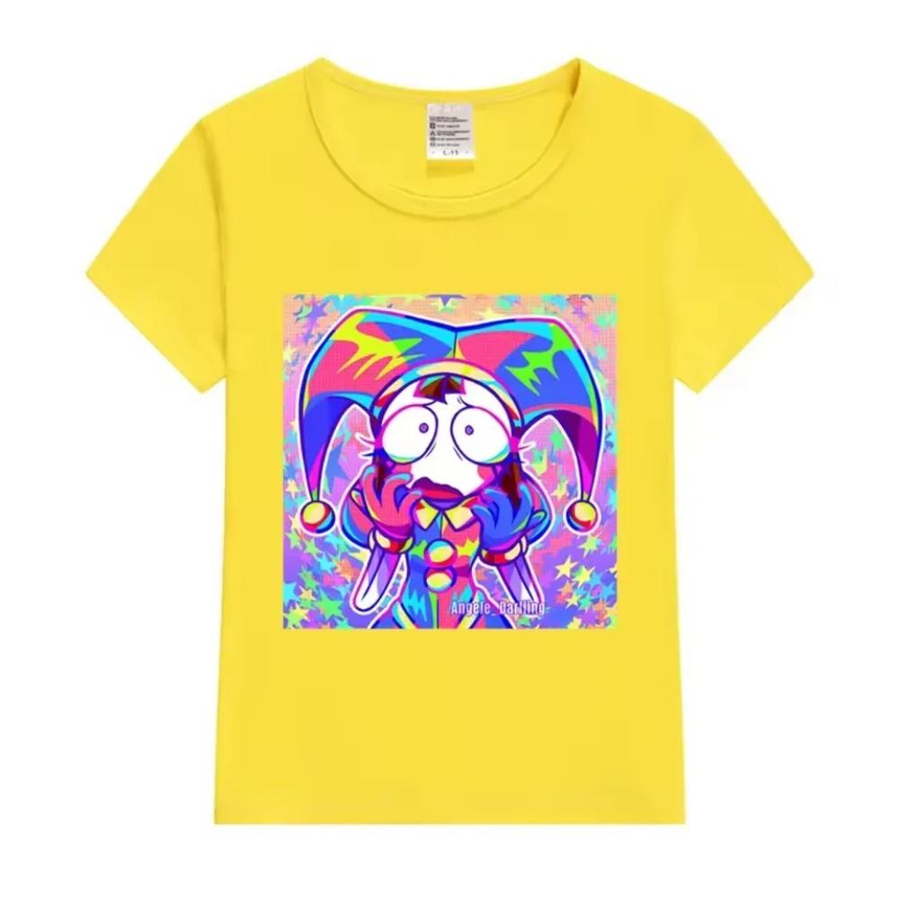 Letní dětská trička The Amazing Digital Circus Krátký rukáv Chlapec Dívka Kreslená Pomni Dětský top Ležérní dětské oblečení Trička