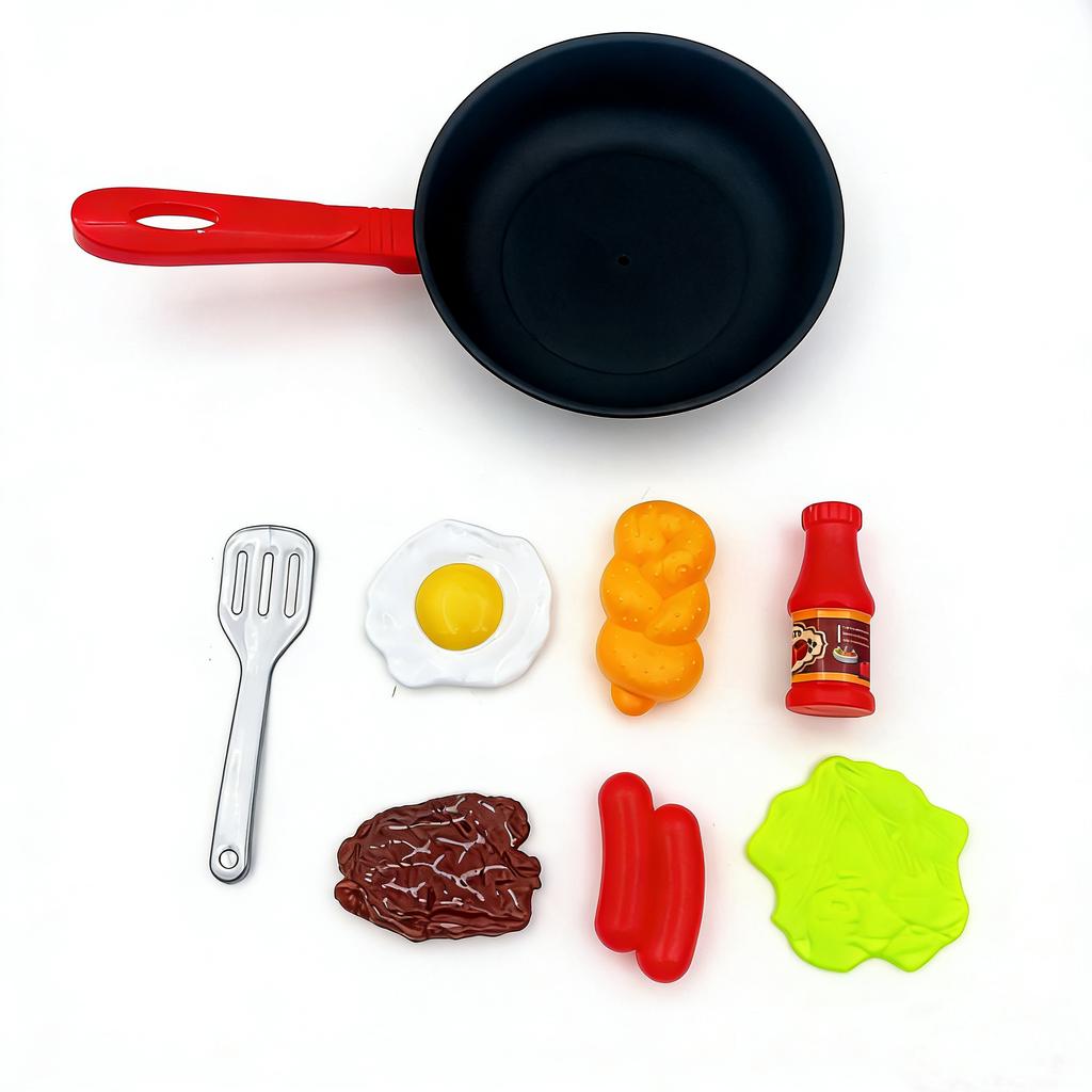 8PCS Children Kitchen Food Toys Simulation Cookware Game Set Pretend Play Pot Steak Vegetable Bread Hot Dog Omelette Kids Gift