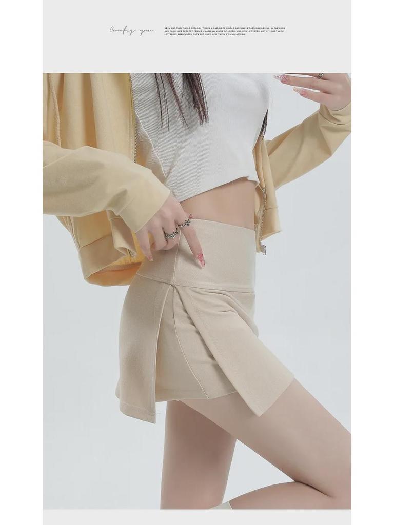 Gonna Midi Snellente a Vita Alta da Donna - Stile Hot Girl Primavera/Estate, Spacco Sportivo Bodycon Anti-Esposizione con Dettaglio Pantalone Fluido.