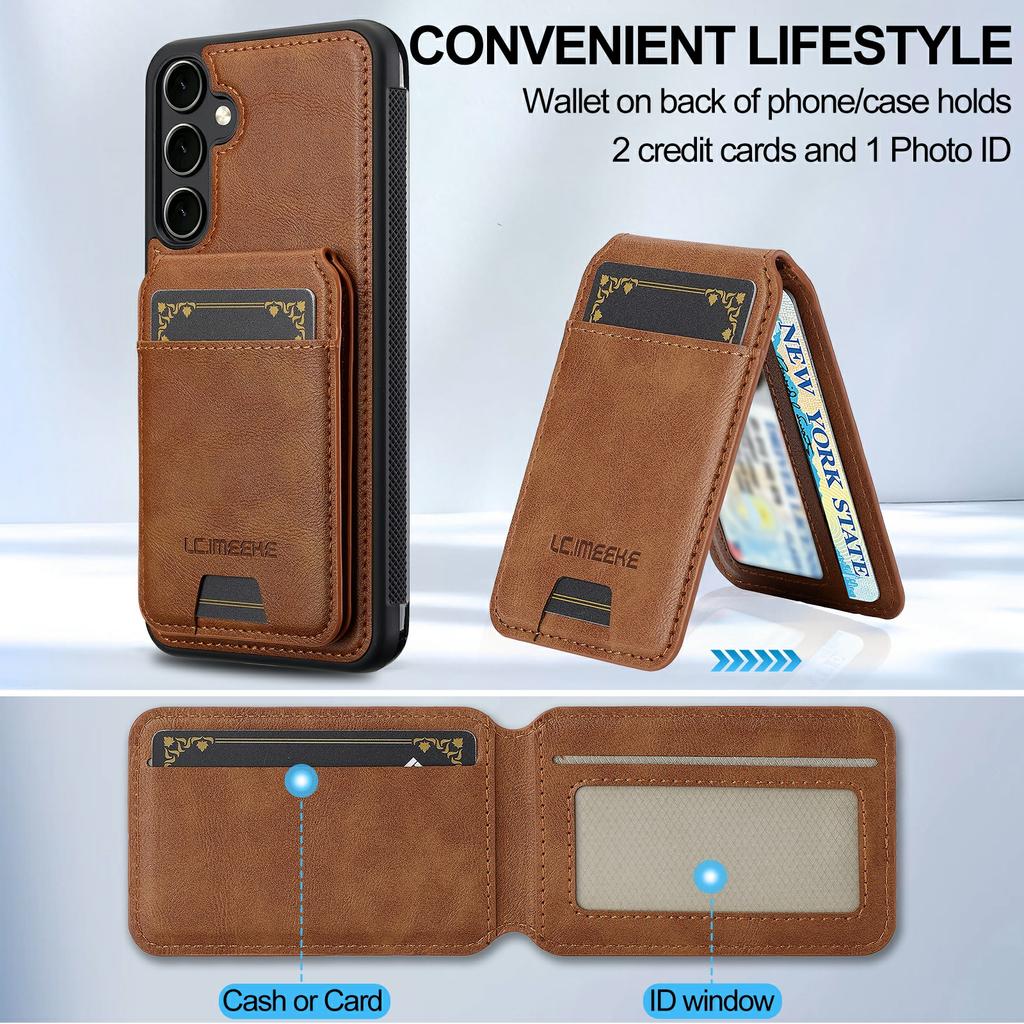 LC.IMEEKE L3 For Samsung Galaxy S25 FE Magnetic Case Detachable Card Holder Leather TPU Mobile Cover