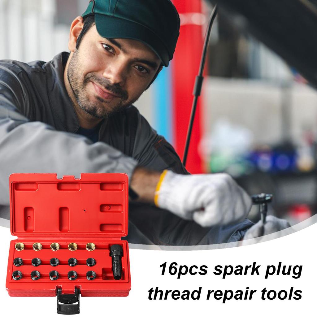 Plug Tool Kit 16 Piece Professional Socket Plug Thread Repair Kit With Portable Case For Truck Car Suv Rv Sedan Automotive