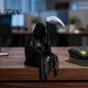 Personality Trend Collectibles 3D Printed Grim Reaper Statue with Coffee & Sickle, Gothic Desk Halloween Party Supplies Decor, Unique Dark Art