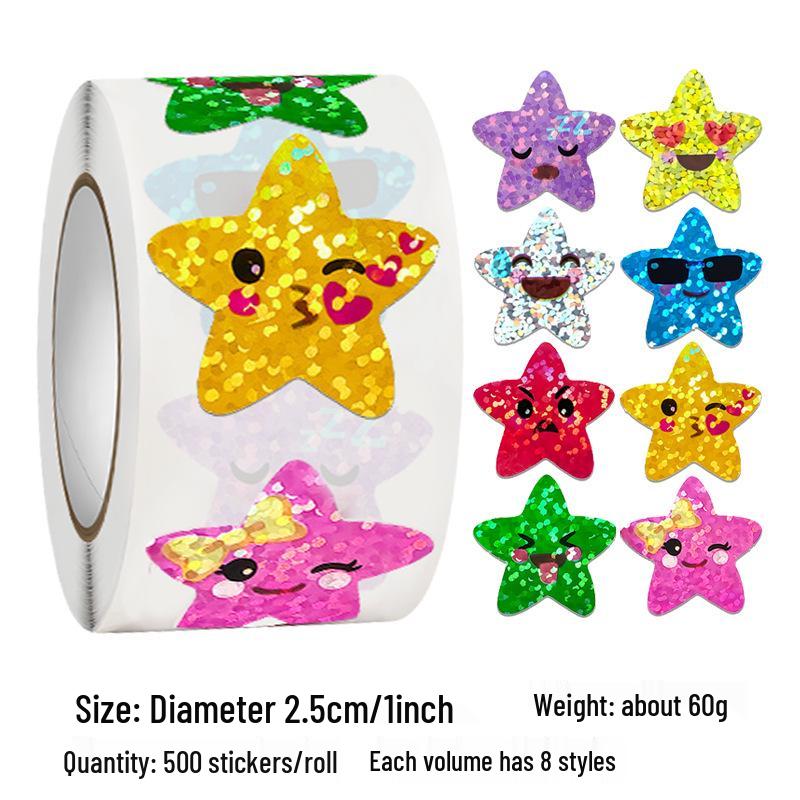 Waterproof Laser Star Stickers: DIY Self-Adhesive Smile Face Stars