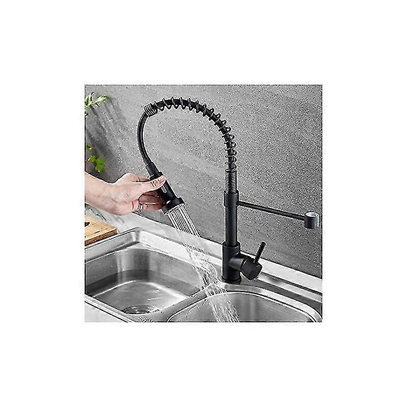 Kitchen Mixer Tap Matte Black Kitchen Faucet with Pull-out Sprayer Black