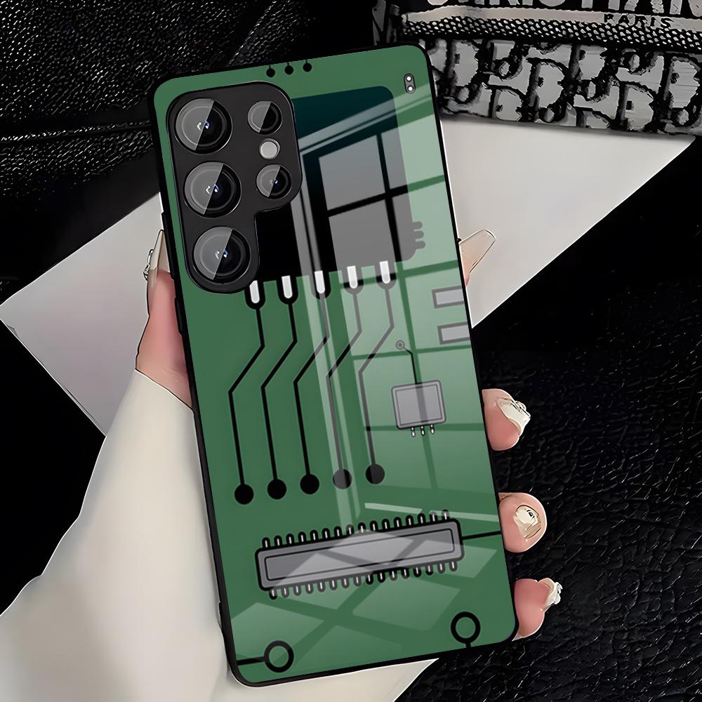 Creative Circuit Board Pattern Phone Case For Samsung S26 S25 Plus S20 S20 Plus S22 Ultra S23 FE S21 Plus S21 Ultra Glass Cove