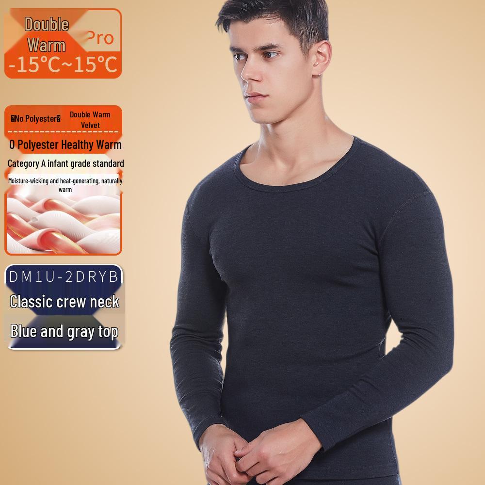 Men's Seamless Polyester Base Layer: No-Pill V-Neck, Round Neck, Mid-High Neck, Warm Autumn Top & Pants