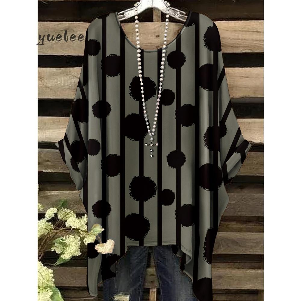 Chic Bohémien Oversize Trendy Stampe Etniche Orlo Irregolare Girocollo Y2k Abbigliamento Moda Donna Abbigliamento Versatile da Donna