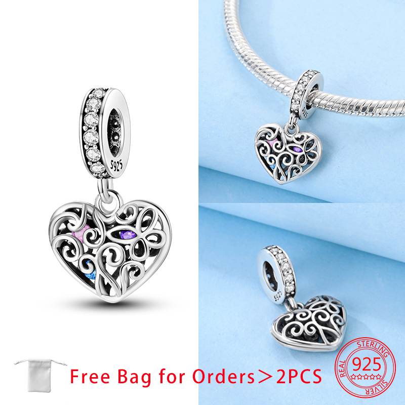 Endless Love Flower Bead Charms Hearts Charm Bead Charms originales copper Dangle Pendants Jewellery Birthday Charm Bead Charms for Women