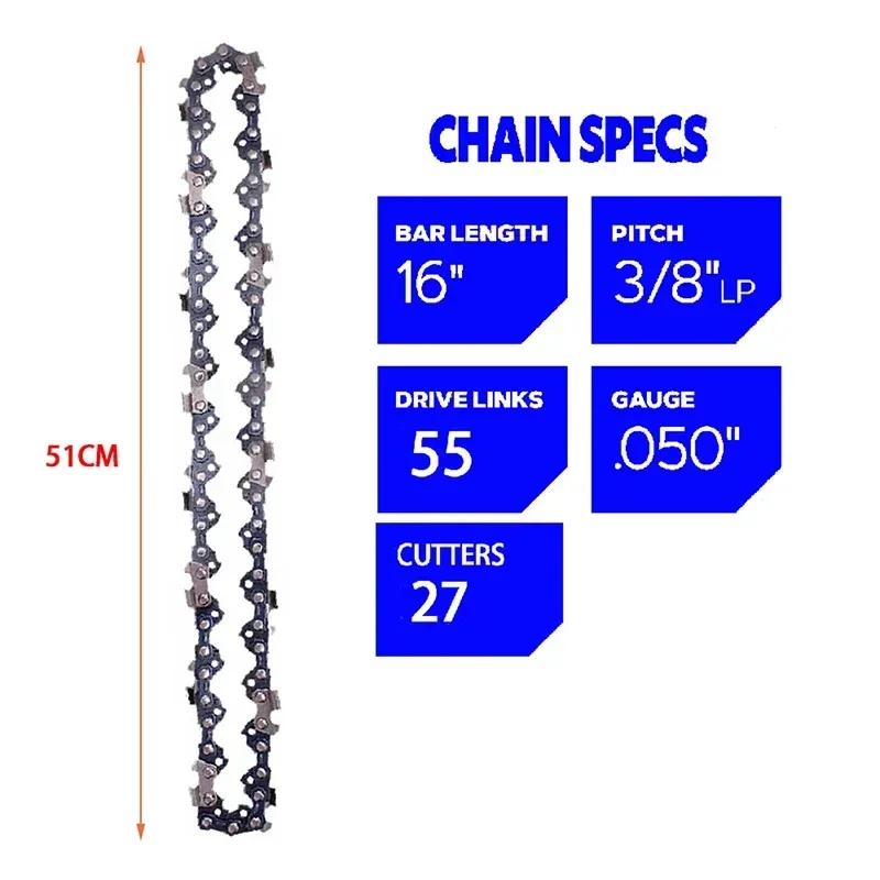 10/12/14/16 Inch Metal Chainsaw Chain 3/8"LP 40/45/50/52/55/56/59 Drive Links 0.050"Gauge For Electric Chain Saw Accessories