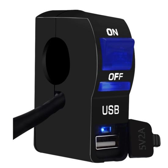 DC 12V LED indicador motocicleta manillar montaje USB cargador de teléfono con interruptor