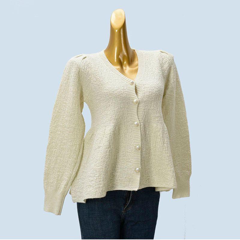 Export Order Good Goods V Neck Fashionable Gentle Sweater Spring Elegant Slim Looking Chic Classic Style Knitting Cardigan Outwear