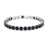 Platinum-Plated Multi-Color Zircon Bracelet - 6mm Diamond Accent for Women