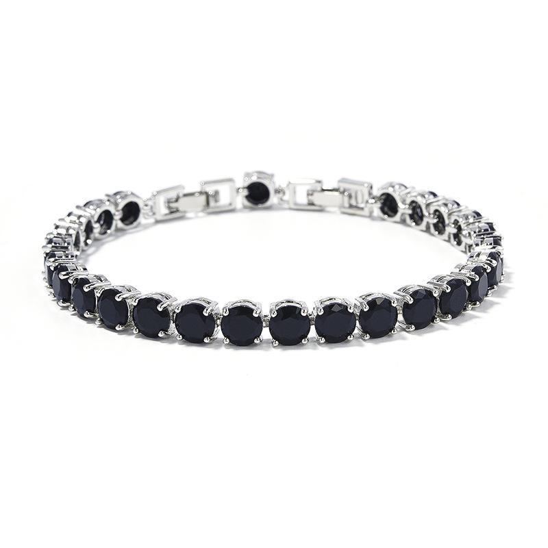 Platinum-Plated Multi-Color Zircon Bracelet - 6mm Diamond Accent for Women