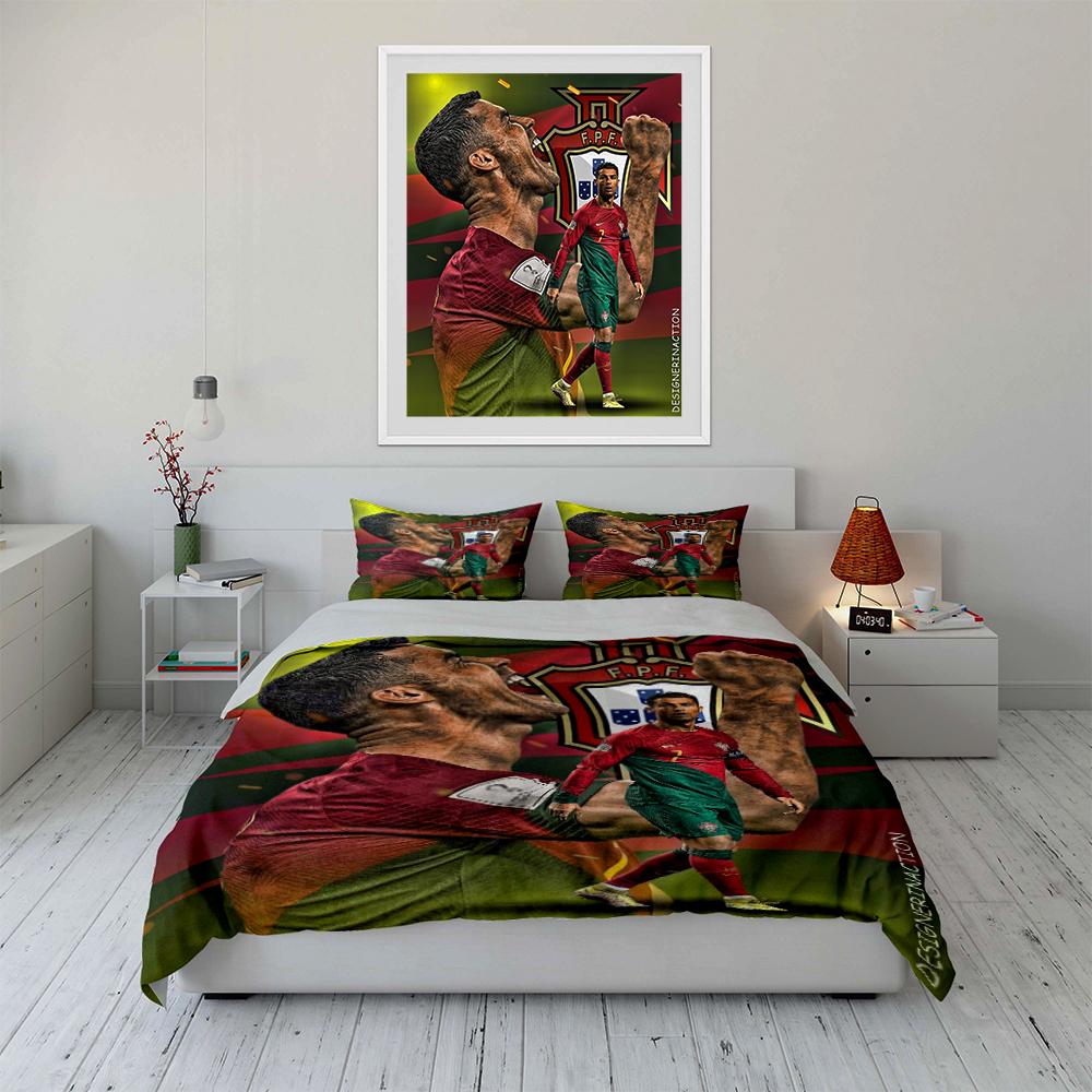 Soccer-Themed Bedding Set Bedding set (1 duvet cover, 2 pillowcases, duvet not included)