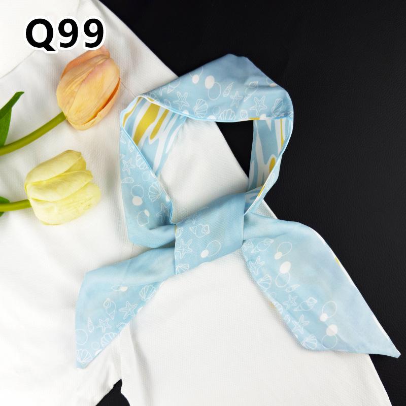 New Long Versatile Silk Scarf Tied Hair Band Bow Letter Floral Streamer Tied Bag Gift Small Silk Scarf