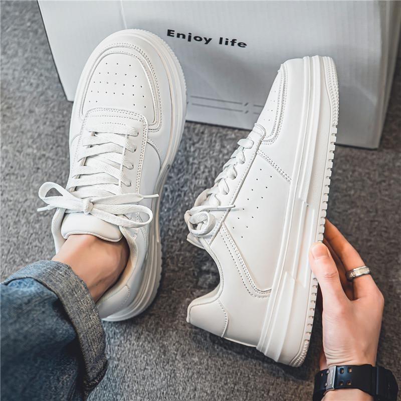 Spring Thick-soled Sports Sneakers for Teenagers Versatile Breathable Casual White Shoes
