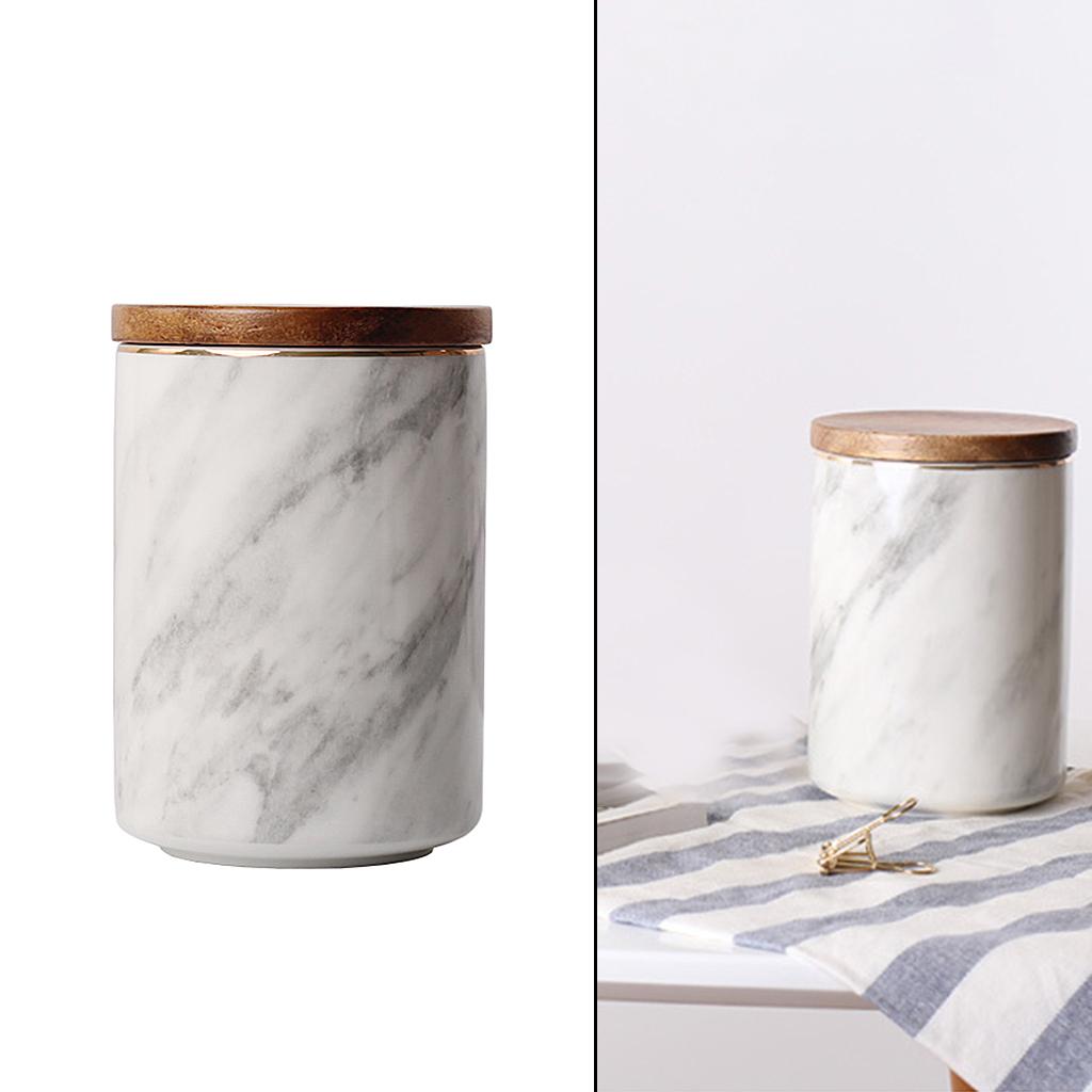 Nordic Marbling Sealed Jar with Lid Ceramic Storage Box Coffee Scented Tea Ornaments -