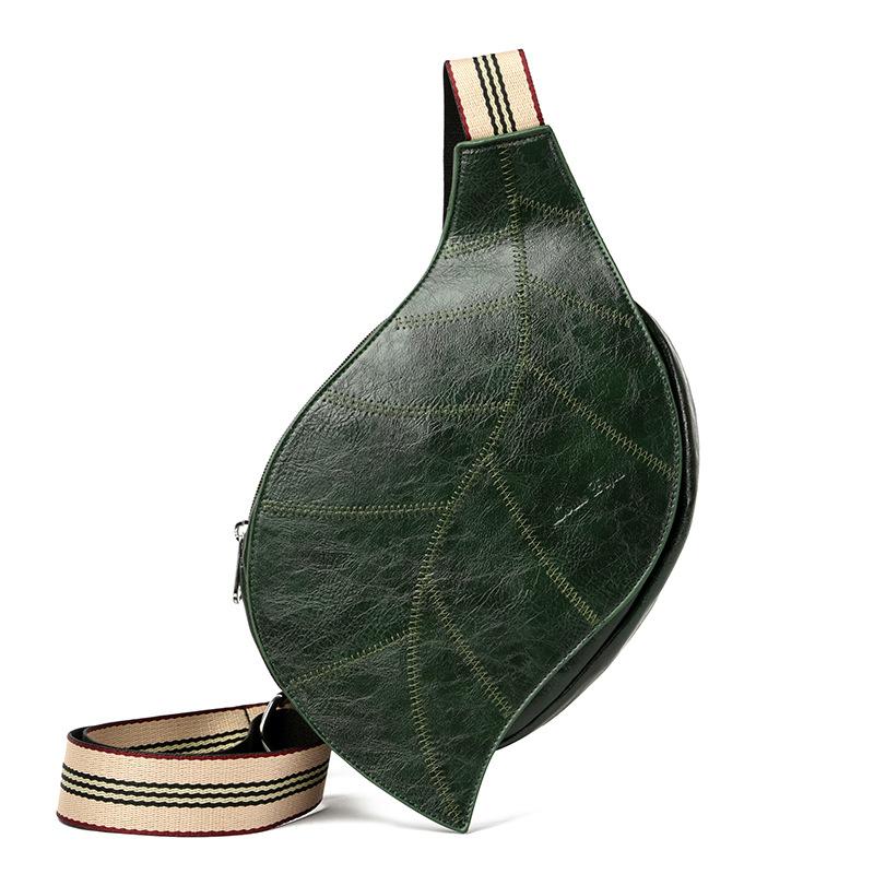 

Сумка-кошелек через плечо в форме листа, винтажная женская поясная сумка с регулируемым широким плечевым ремнем зелёный
