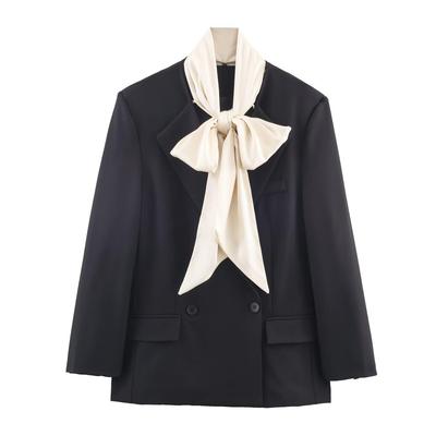 2025 Autumn Women's Color Block Scarf Suit Blazer - European & American Style