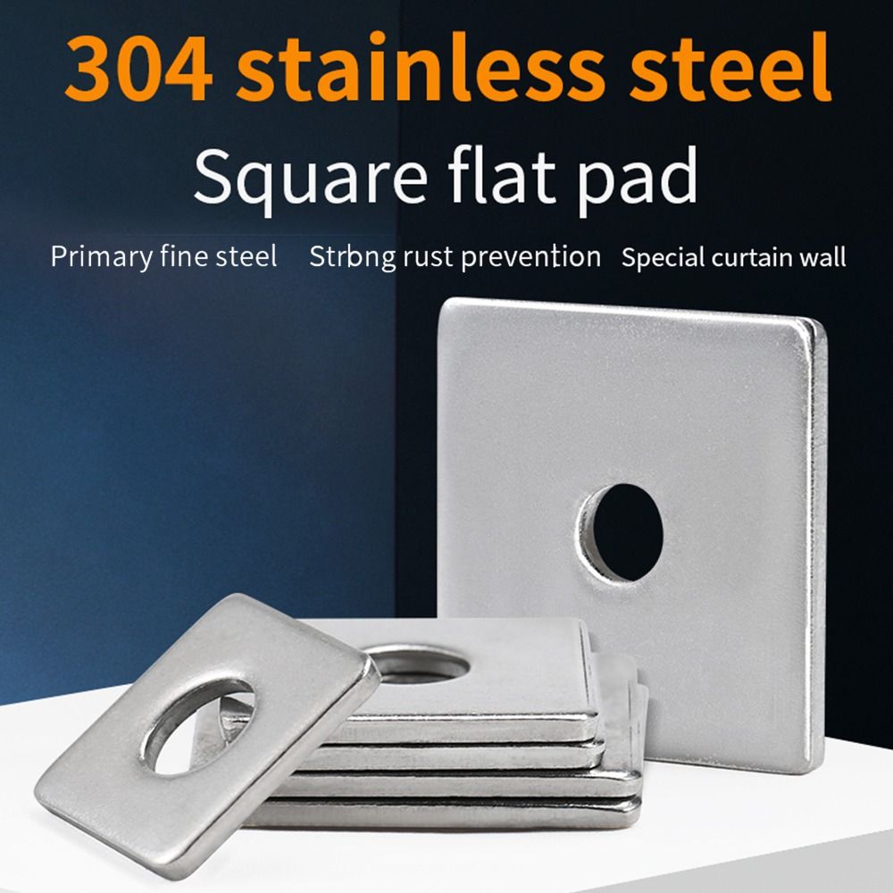 10Pcs 304 Stainless Steel Square Plate Washer M3-M20 Square Gasket  for Structural Fastening