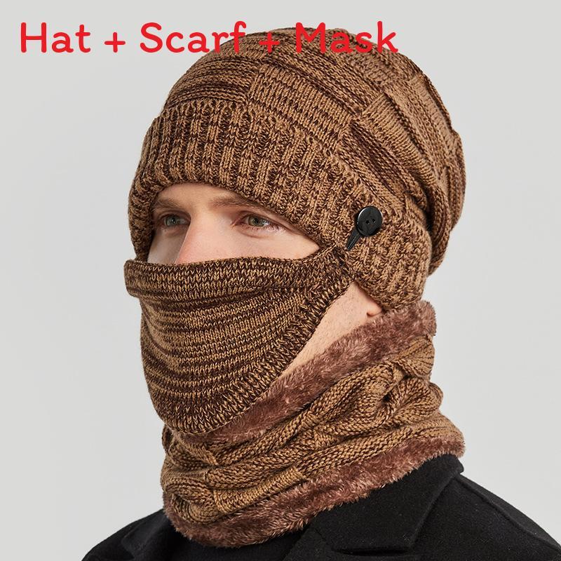 Adult Wool Blend Beanie Neck Warmer Face Mask For Cold Weather Commuting And Sports хаки