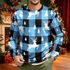 Men's Corduroy Long Sleeve Neck Shirt with Christmas Print for Holiday Casual Wear