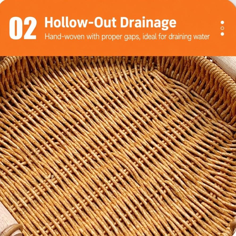 Compact Imitation Rattan Woven Baskets Handmade Storage Bin Snacks Plate Storage Basket Picnic